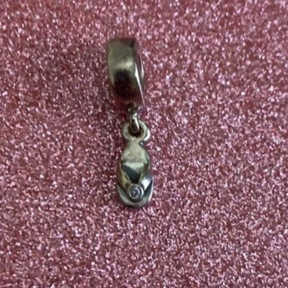 Pandora Silver Flip Flops Beach Clear CZ Dangle Charm Bead 790428CZ Authentic